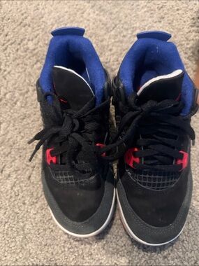 Kids Black & Blue Jordan-Style Athletic Shoes